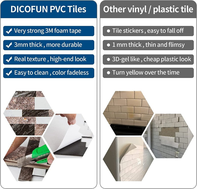 Comparison of PVC tiles and vinyl sticker tiles