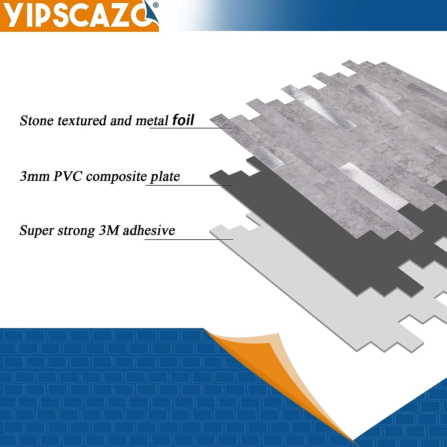 PVC kitchen backsplash tile composite image Linear Blend in Gray