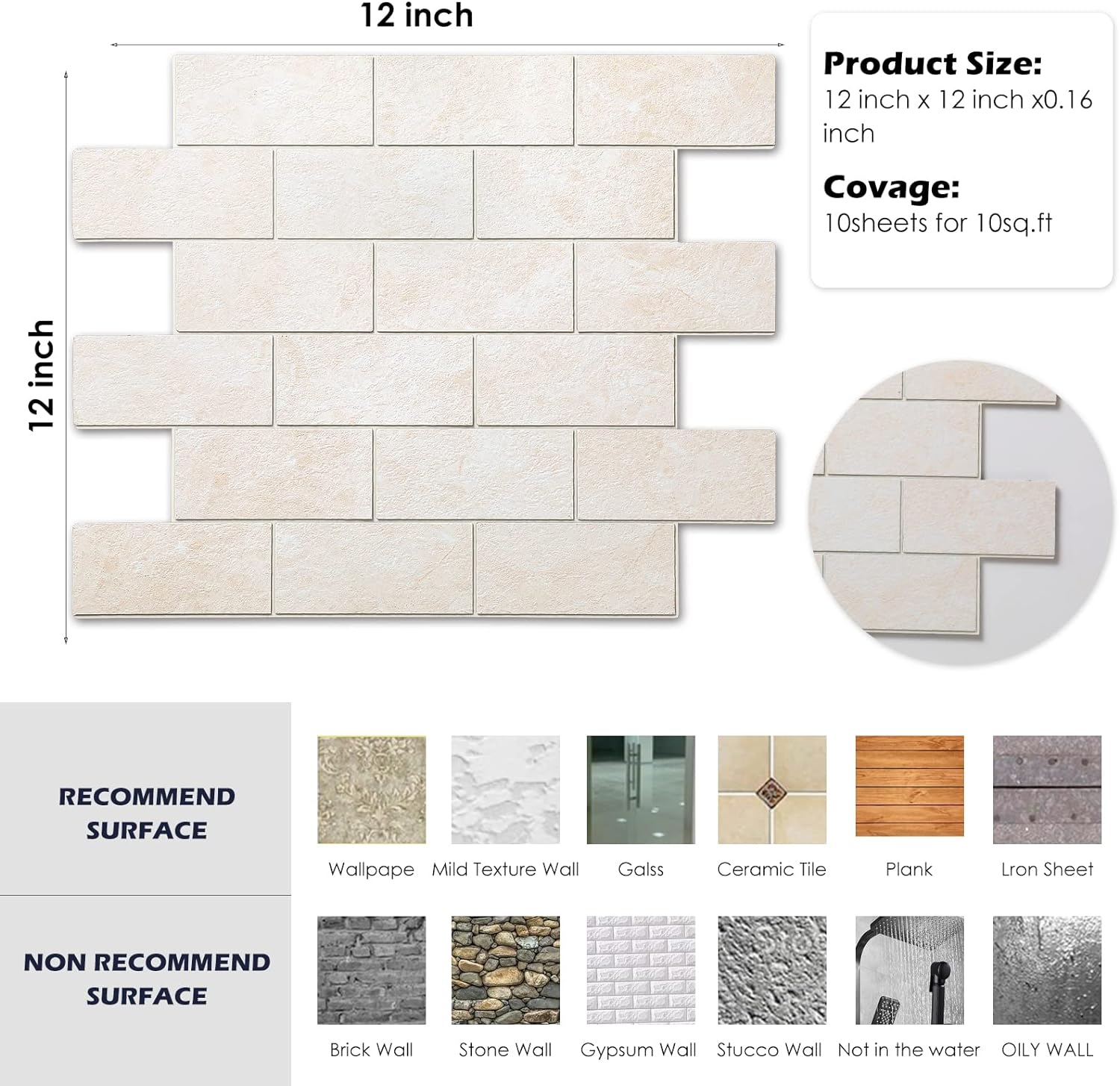 kitchen backsplash tile in Creamy Stone size image