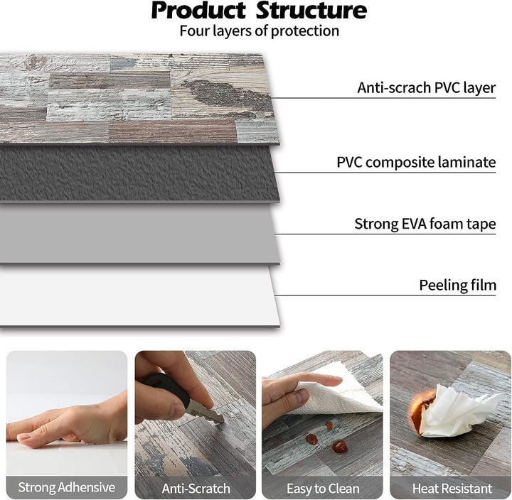backsplash tile composite image PVC Realistic Distressed Wood Texture Tile in Ecru rustic