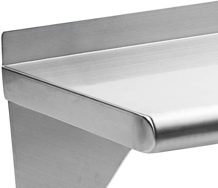 Stainless Steel Shelf 12 x 24 Inches,250lb, Wall Mount Floating Shelving for Restaurant, Kitchen, Home and Hotel