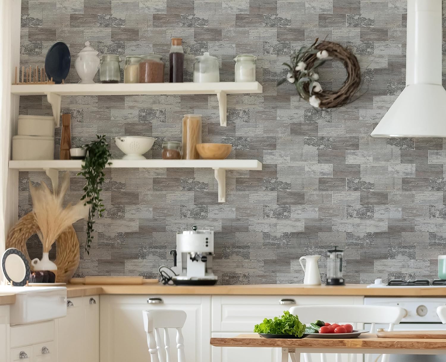 3" X 6"  PVC backsplash tile for kitchen in Light Rustic lifestyle image