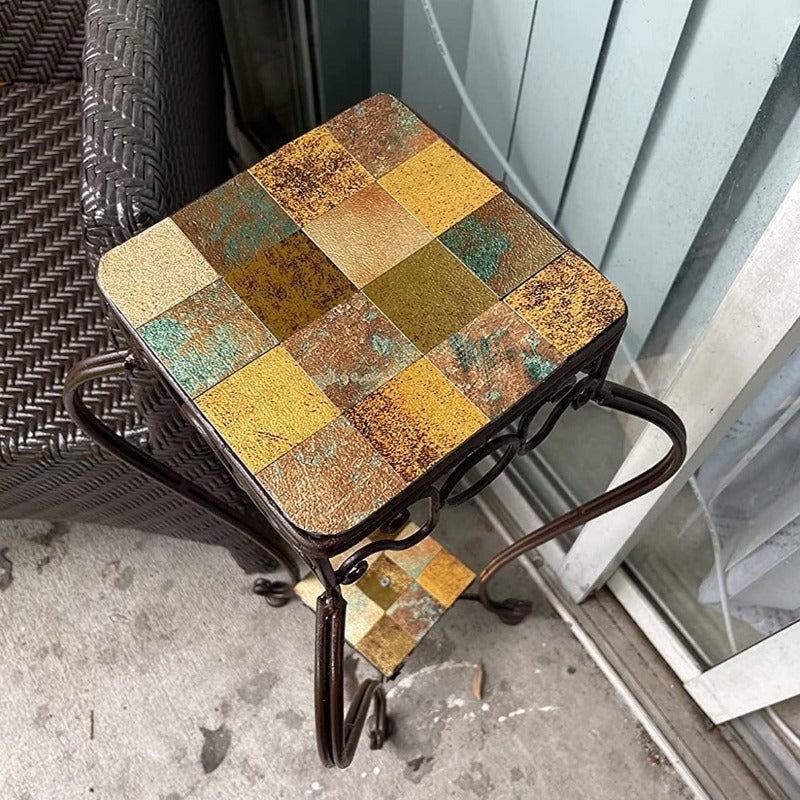 copper tile stick on table